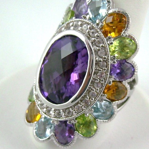 Sima K 9.66ct Amethyst & Multigem Oval Ring - Picture 2 of 8